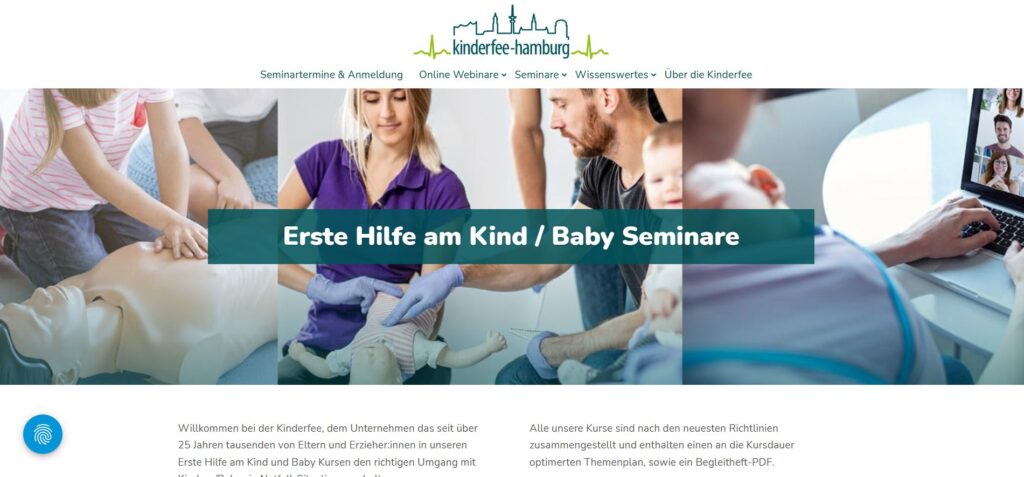 Website Kinderfee Kurse Screenshot