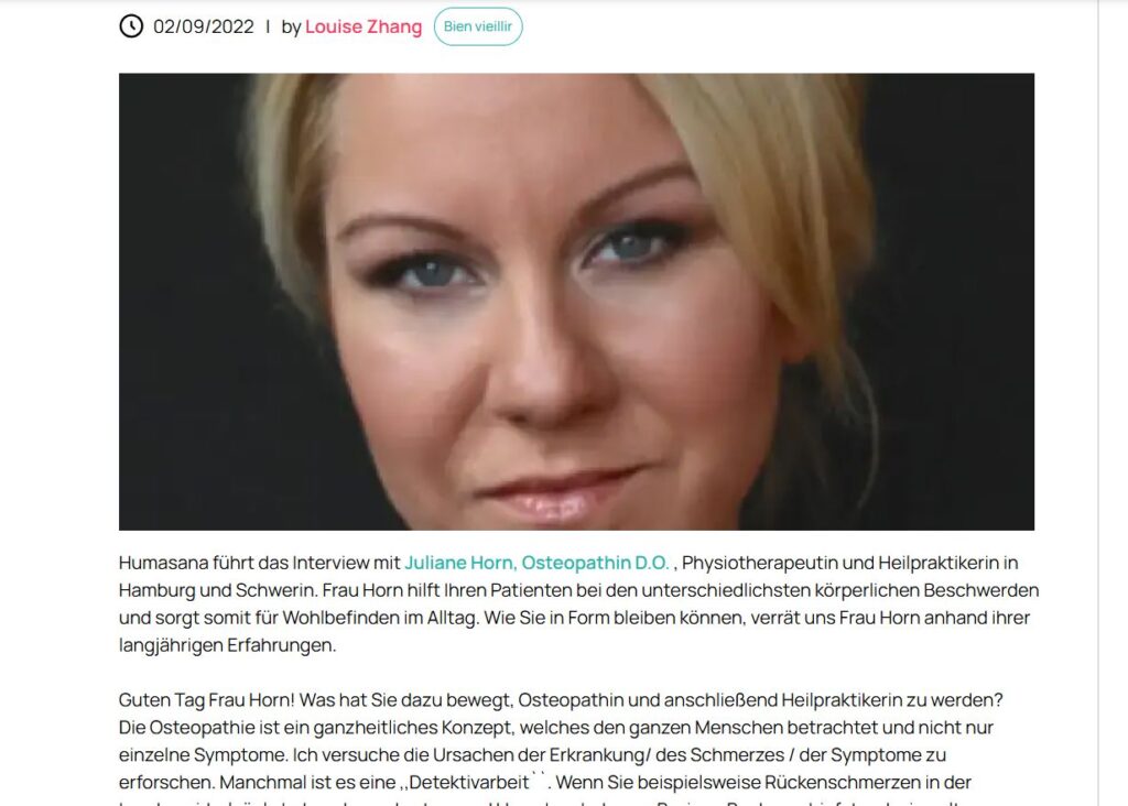 Heilpraktikerin und Physiotherapeutin Juliane Horn im Interview von humana